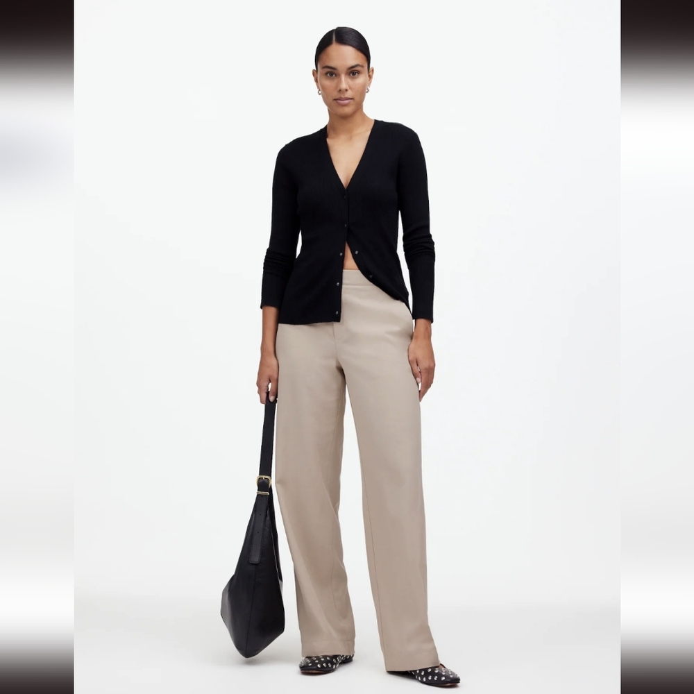 Madewell Pull-On Straight Pants in Drapey Twill in Vintage Khaki - XXS